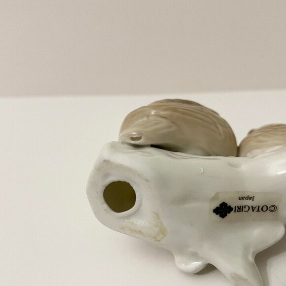 Vintage Porcelain Otagiri Japan Owls Sitting On A Tree Branch Figurine Chipped - Picture 9 of 16